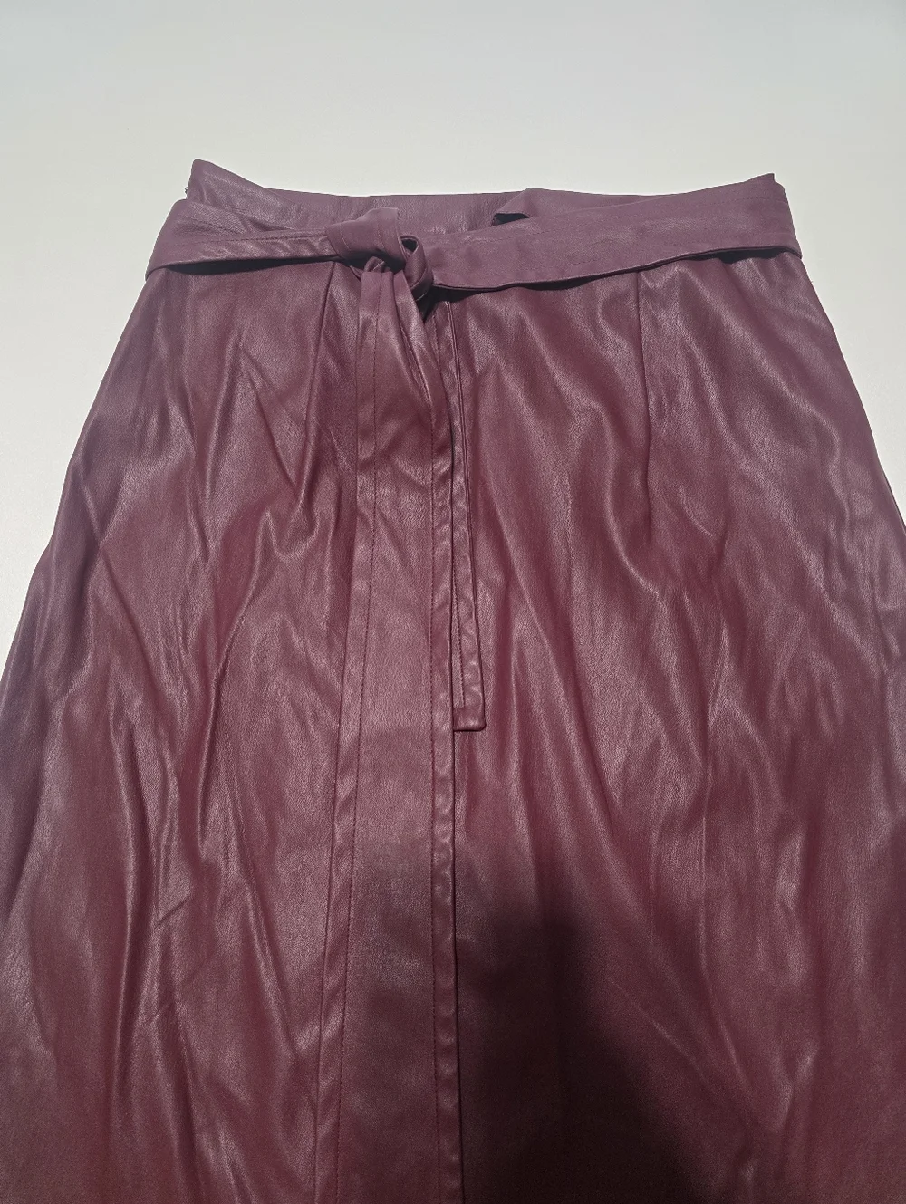Toccin Burgundy Faux Leather Wrap Skirt Size M